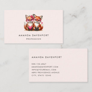Cute Orange Foxes i Kärlek Visitkort