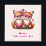 Cute Orange Foxes in Kärlek Valentine Day Magnet<br><div class="desc">Alla hjärtans dagsmagnet med en fin bild av två rävar med söta ro-färgade hjärtglasögon. Dekoreras med hjärtaccin.</div>