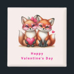 Cute Orange Foxes in Kärlek Valentine Day Magnet<br><div class="desc">Alla hjärtans dagsmagnet med en fin bild av två rävar med söta ro-färgade hjärtglasögon. Dekoreras med hjärtaccin.</div>
