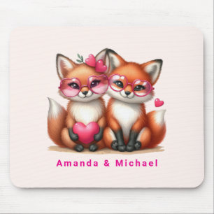 Cute Orange Foxes in Kärlek Valentine Day Musmatta