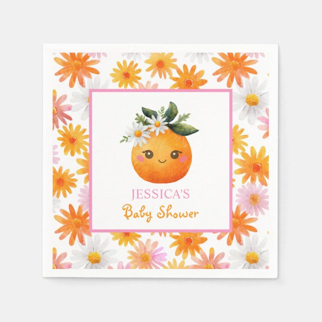 Cute Orange Frukt Pastel-Daisy Babykläder Pappersservett (Framsidan)