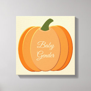 Cute Orange Genusal Neutral Pumpkin Gender Reveal Canvastryck