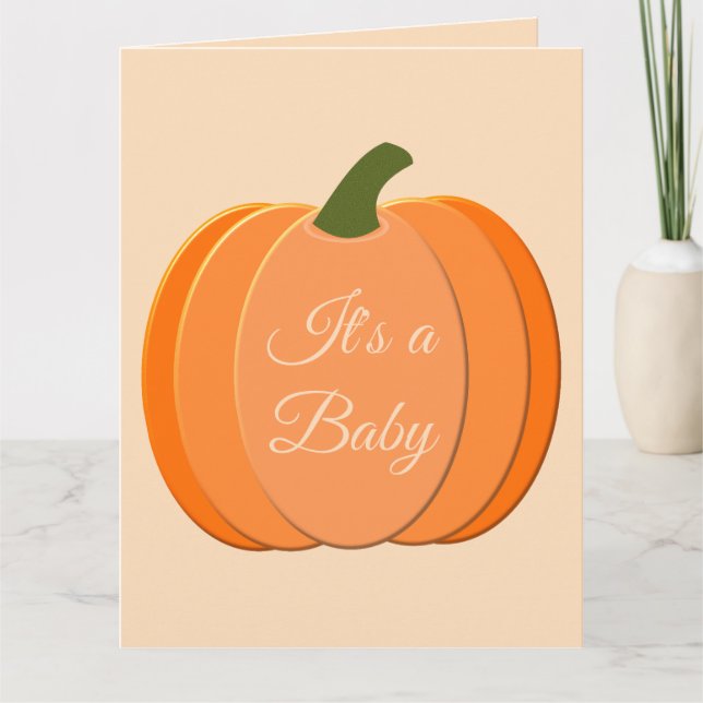 Cute Orange Genusal Neutral Pumpkin Gender Reveal Kort (Framsida)
