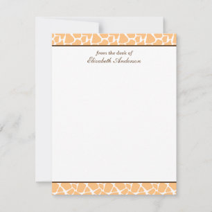 Cute Orange Giraffe Mönster-platta anteckningskort