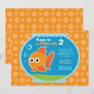 Cute Orange Goldfish-inbjudan Inbjudningar