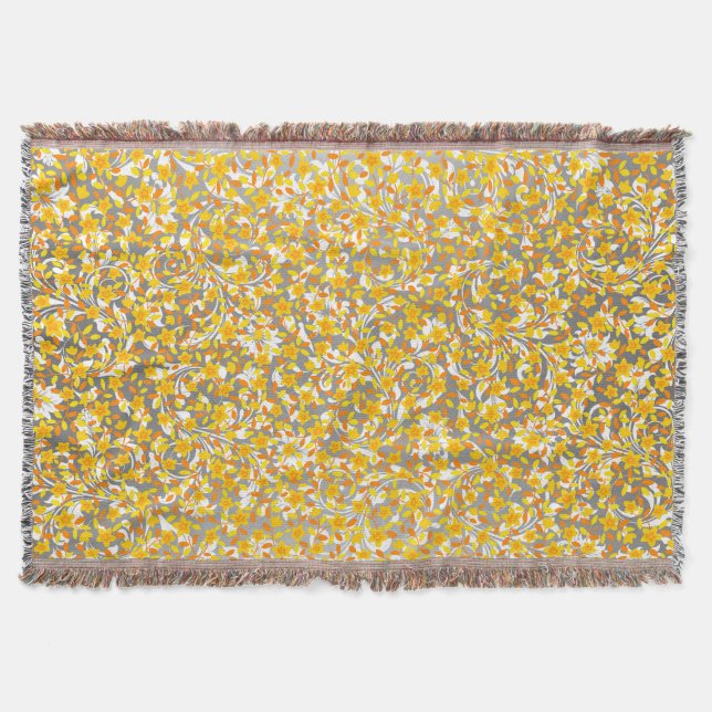 Cute orange gult vita blommor mönster filt (Framsidan)