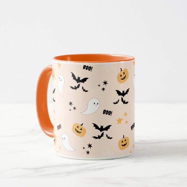Cute Orange Halloween Boo Mugg (Framsida vänster)