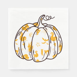 Cute Orange Halloween-ikoner i Pumpkin Luncheon Pappersservett