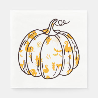 Cute Orange Halloween-ikoner i Pumpkin Luncheon Pappersservett