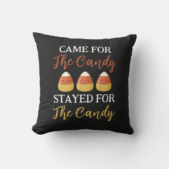 Cute Orange Halloween Kawaii Candy och Funny Quote Kudde (Framsida)