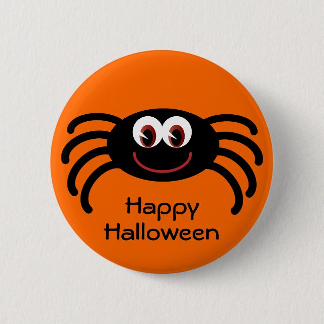 Cute Orange Halloween Spider Button Knapp (Framsida)