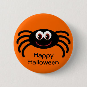 Cute Orange Halloween Spider Button Knapp