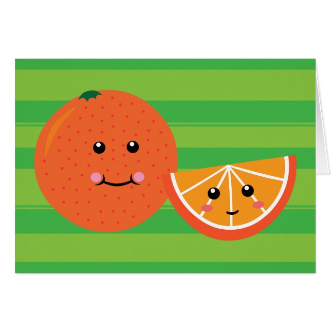 Cute Orange Hälsningskort (Framsidan Horizontal)