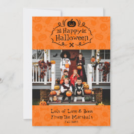Cute Orange Happy halloween Boo-fotokort Tack Kort