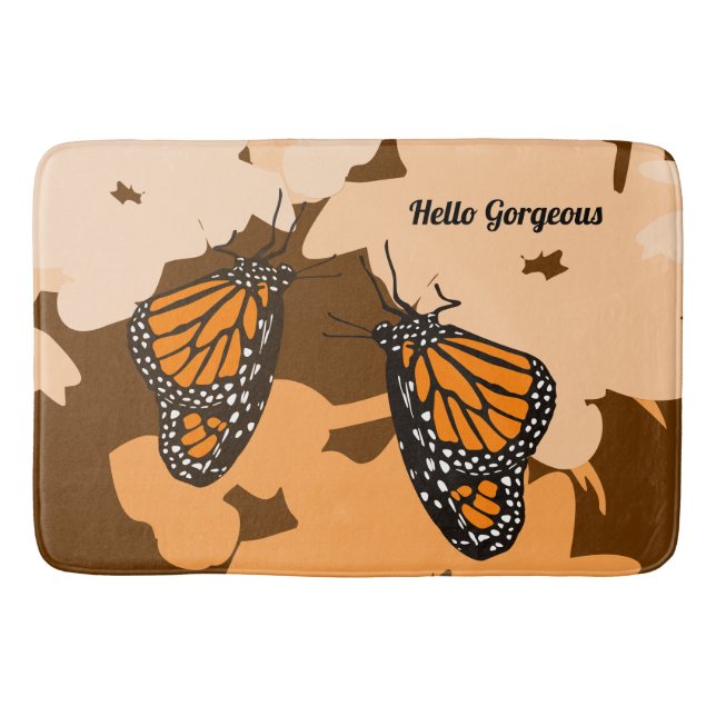 Cute Orange Hej Gorgous Monarch Butterfly Pair Badrumsmatta (Framsidan)