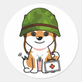 Cute Orange Hund hjälm från armén Runt Klistermärke