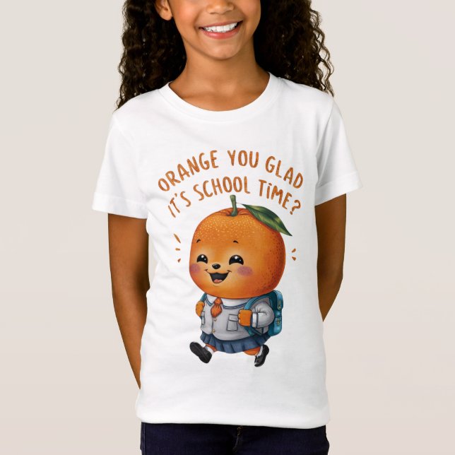 Cute orange i uniform ,Back to school T Shirt (Framsida)