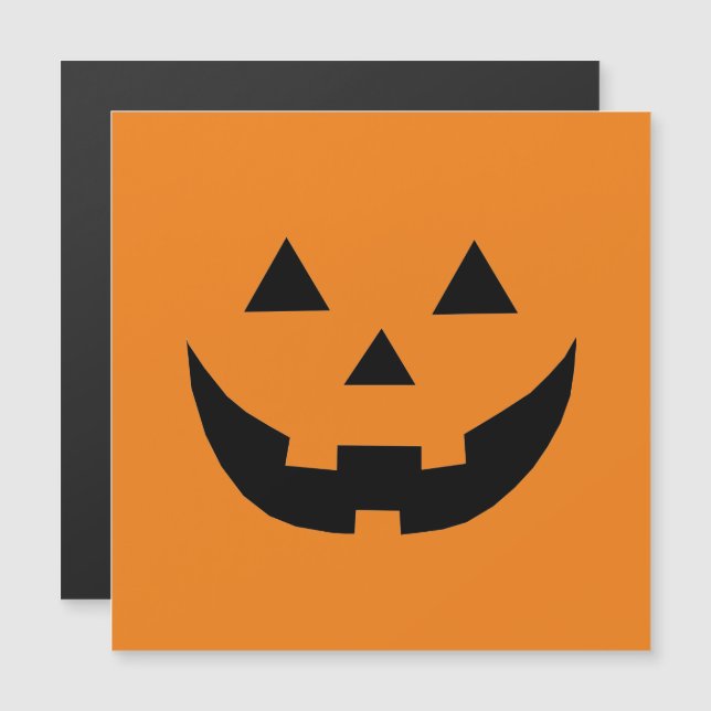 Cute orange jack o lantern lustig Halloween Magnetisk Inbjudningskort (Fram/baksida)