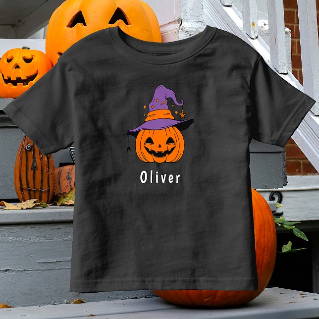Cute Orange Jack o lantern Pumpkin Halloween Namn T Shirt (Skapare uppladdad)
