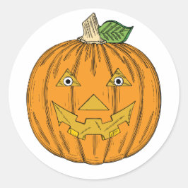 Cute Orange Jack o lantern Pumpkin Runt Klistermärke