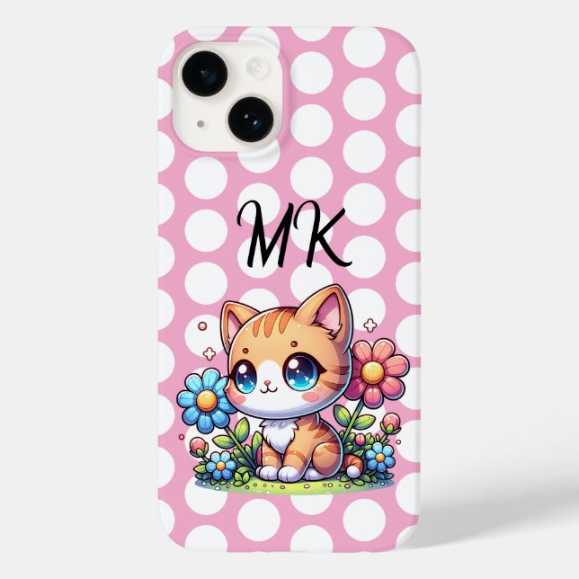 Cute Orange Kattunge i Personligen Flowers (Baksida)