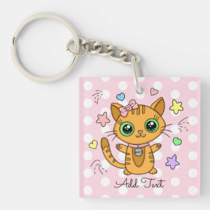 Cute Orange Kattunge rosa Polka Dot