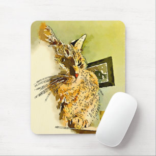 Cute Orange Kattunge Whiskers Heart Nose Watercolo Musmatta