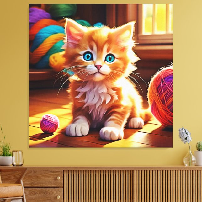 Cute Orange Kitten Art Canvastryck (Insitu (Vardagsrum))