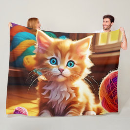 Cute Orange Kitten Art Fleecefilt