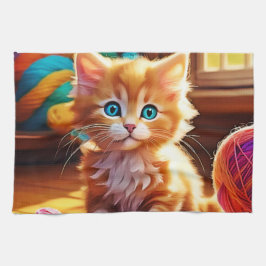 Cute Orange Kitten Art Kökshandduk