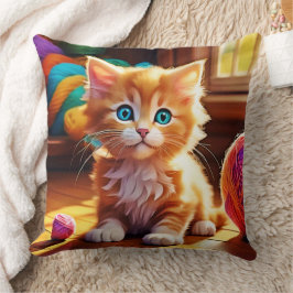 Cute Orange Kitten Art Kudde