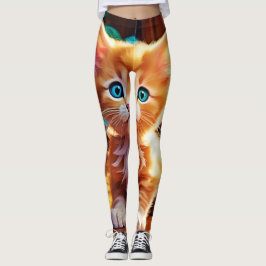 Cute Orange Kitten Art Leggings