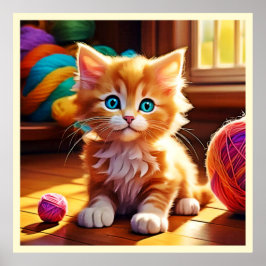Cute Orange Kitten Art Poster