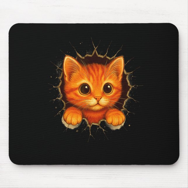 Cute Orange Kitten Cracks Mug Wall Funny Cat Lover Musmatta (Framsidan)
