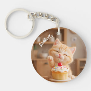 Cute Orange Kitten med en cupkaka