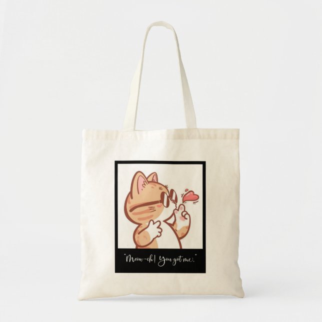 Cute Orange Kitten with love Tote Bag Tygkasse (Framsidan)