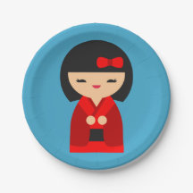 Cute orange Kokeshi Japanska dockor