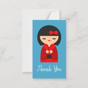 Cute orange Kokeshi Japanska dockor Anteckningskort