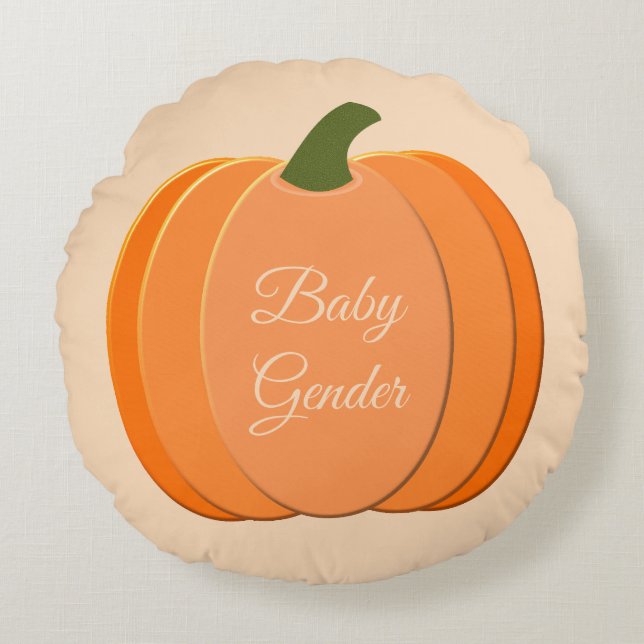 Cute Orange Kön Neutral Pumpkin Anpassningsbar Bir Rund Kudde (Framsidan)