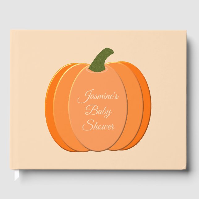Cute Orange Kön Neutral Pumpkin Baby Shower Gästböcker (Framsida)