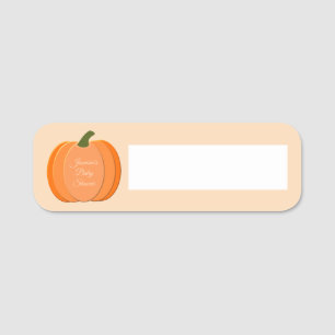 Cute Orange Kön Neutral Pumpkin Baby Shower Namnbricka