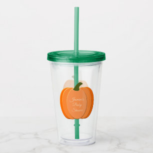Cute Orange Kön Neutral Pumpkin Baby Shower Take Away Mugg