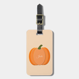 Cute Orange Könsneutralt Pumpkin-eget namn Bagagebricka