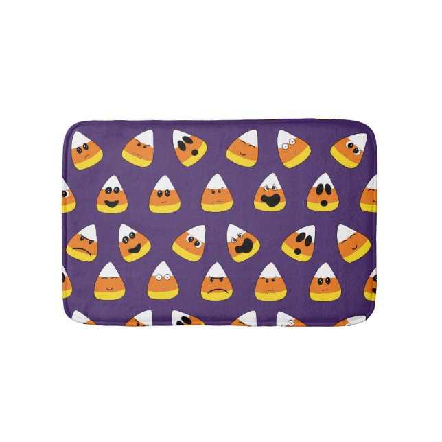 Cute Orange Lila Halloween Emoji Candy corn Badrumsmatta (Framsidan)