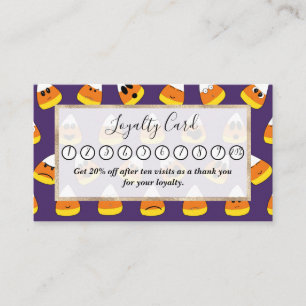 Cute Orange Lila Halloween Emoji Candy corn Lojalitetskort