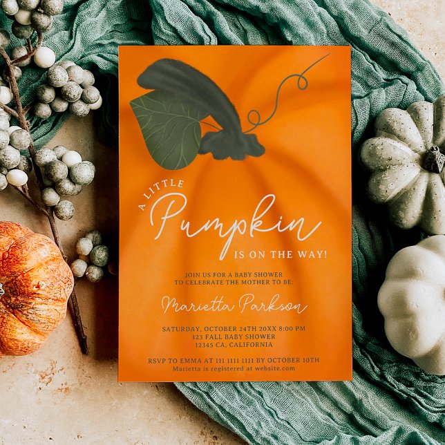 Cute orange lilla pumpa, fall babydusch inbjudningar (Cute orange little pumpkin fall baby shower invitation)