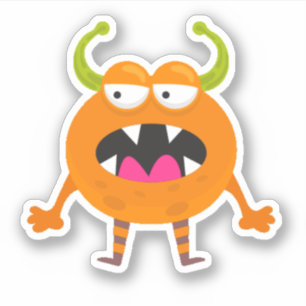 Cute Orange Little Monster Halloween Sticker Klistermärken