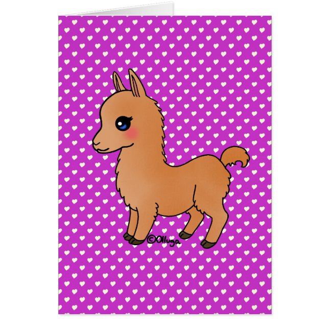 Cute Orange Llama Hälsningskort (Framsidan)