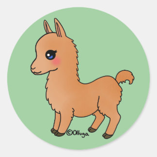 Cute Orange Llama Runt Klistermärke