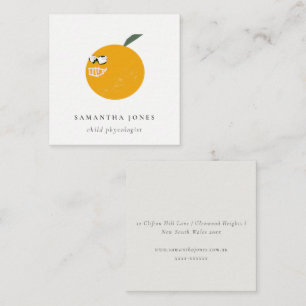Cute-Orange med solglasögon, frukt och kider Hand Fyrkantigt Visitkort